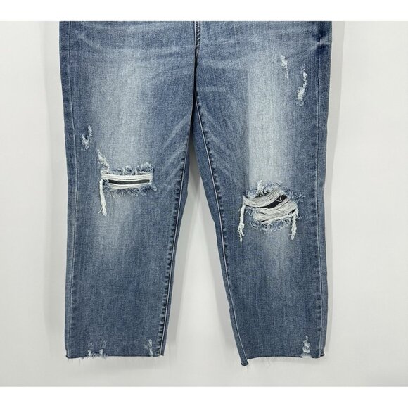 NEW JUDY BLUE CELESTE jeans high rise wide leg distressed crop blue denim 11/30 - Picture 4 of 8